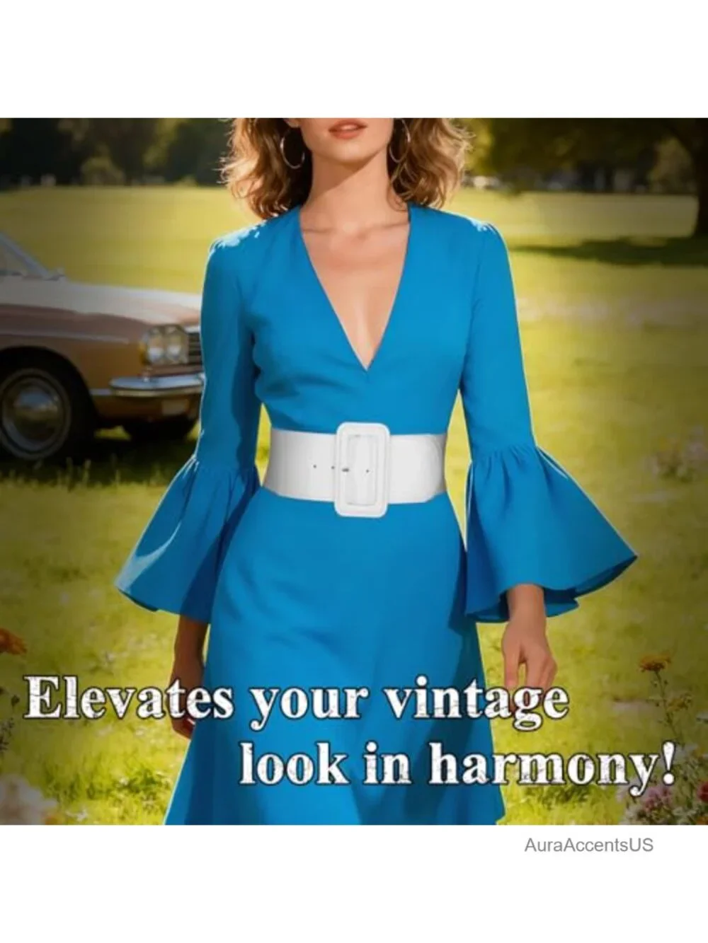 Stretchy Wide Women Belts Elastic Vintage Patent Leather Waist Belt